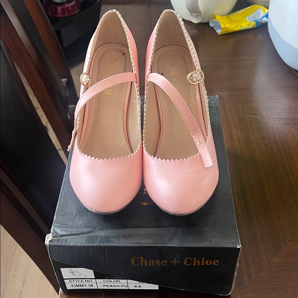Chase + Chloe Peach Pink Heels